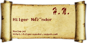 Hilger Nándor névjegykártya